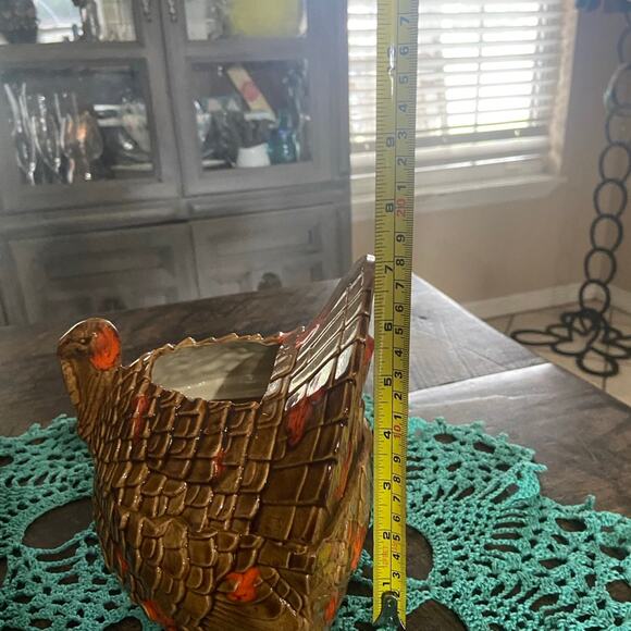 Thanksgiving Pottery Glazed Turkey Dish with Lid 7inches - Picture 9 of 11